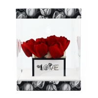 Коробка для цветов с вазой и PVC окнами складная &laquo;Чёрно-белая эстетика&raquo;, 23 х 30 х 23 см