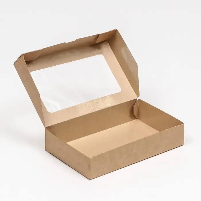 Контейнер навынос, с окном, крафт, МИКС, 20&times;12&times;4 см