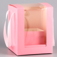 Коробка для цветов, 16 х 16 х 20 см, розовая