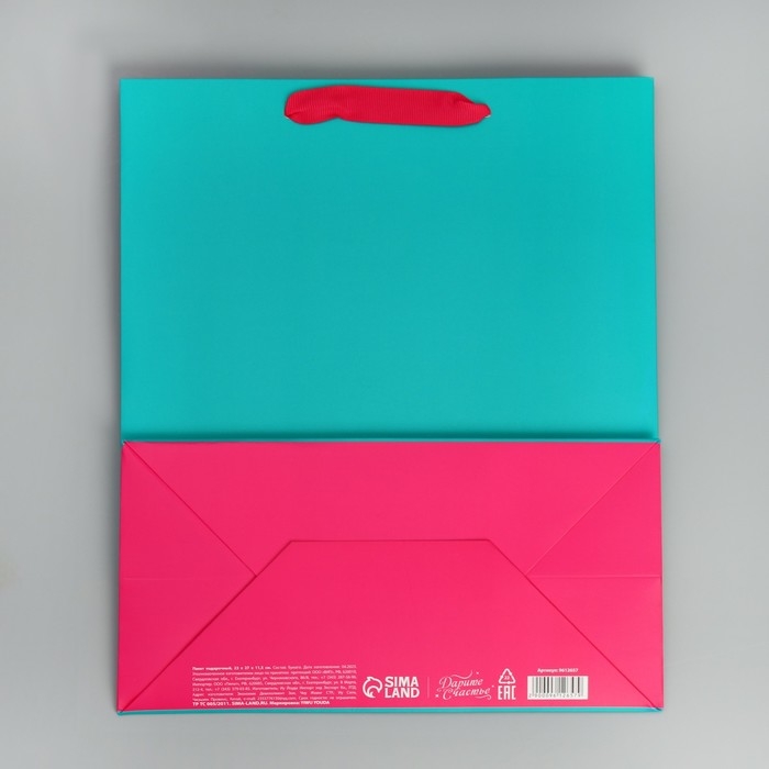 Пакет подарочный двухцветный, упаковка, &laquo;Розовый-голубой&raquo;, ML 23 х 27 х 11.5 см