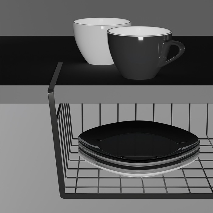 Корзина сетчатая навесная на полку Доляна, 40&times;25&times;14 см, цвет хром