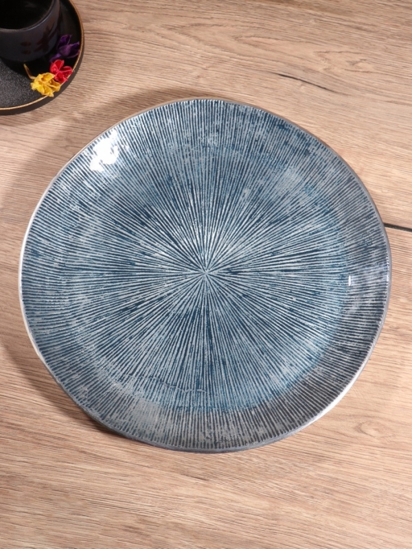 Блюдо алюминий цв. синий 33,5х33х3 см