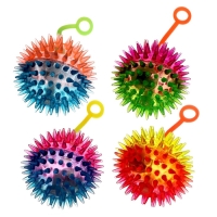 Мяч световой на резиночке, 6,5 см, прозрачный, набор 3 шт, МИКС