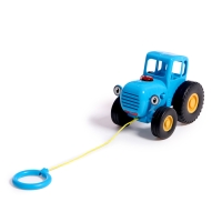 Музыкальная каталка детская на верёвке &laquo;Синий трактор&raquo;, 20 песен, стихов звуков, свет