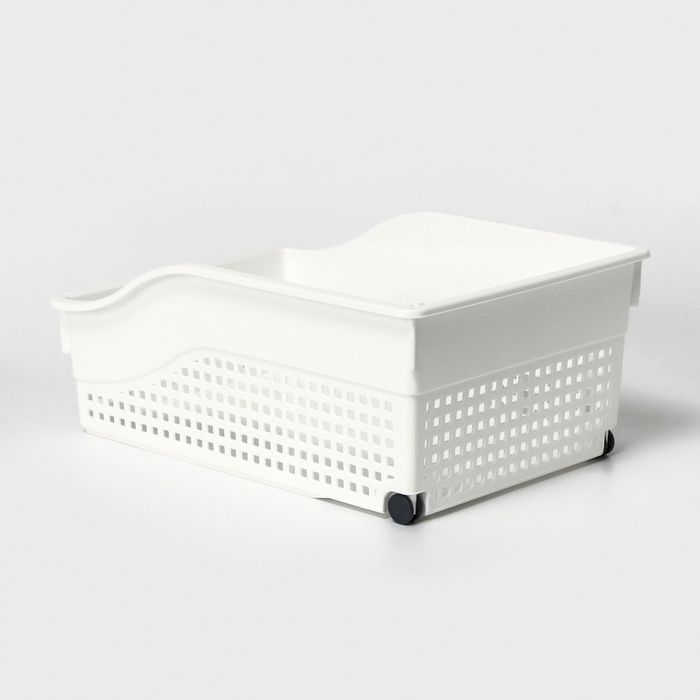 Контейнер для хранения хозяйственный &laquo;Лофт&raquo;, 31&times;21&times;12,5 см, на колёсах, цвет белый