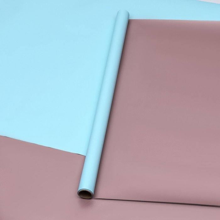 Пленка матовая для цветов, двухсторонняя,"Аура",синий - бронза, 57 см х 5 м