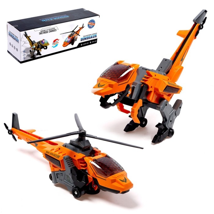 Робот &laquo;Вертолёт&raquo;, трансформируется в динозавра, световые и звуковые эффекты, цвет МИКС