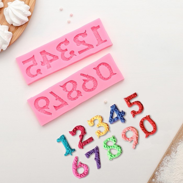Молд &laquo;Цифры с узором&raquo;, силикон, 16,6&times;10,5 см, цвет МИКС