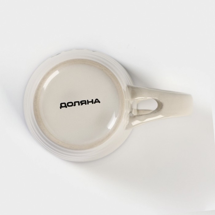 Кружка керамическая с ложкой Доляна &laquo;Ноель&raquo;, 280 мл, цвет бежевый