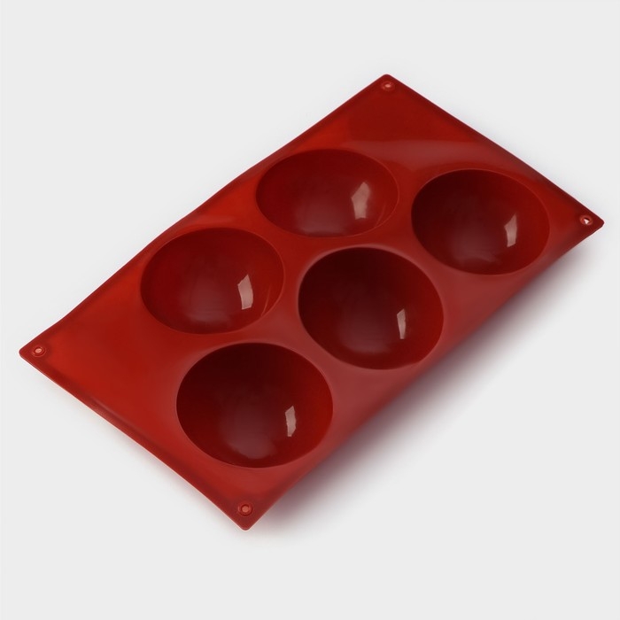 Форма для выпечки Доляна &laquo;Полусфера&raquo;, силикон, 29,5&times;17 см, 5 ячеек, d=8 см, цвет МИКС