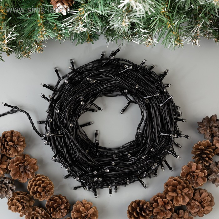 Гирлянда &laquo;Нить&raquo; 20 м, IP44, тёмная нить, 200 LED, свечение белое, 8 режимов, 220 В