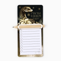 Магнит новогодний с блоком для записи и карандашом &laquo;Новый год: Новогодний&raquo;, МИКС