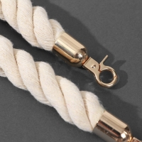 Ручка для сумки, канат, 60 &times; 1,5 см, с карабинами, цвет кремовый/золотой