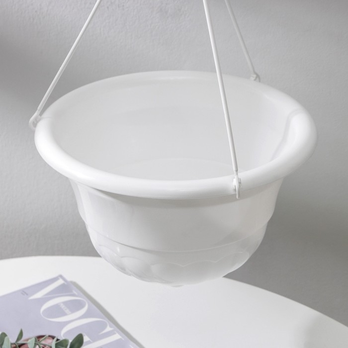 Кашпо для цветов подвесное &laquo;Грация&raquo;, 4,5 л, пластик, цвет белый