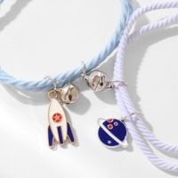 Браслеты &laquo;Неразлучники&raquo; ассоль, ракета и планета, цвет бело-синий