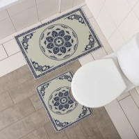 Набор ковриков для ванной и туалета Доляна &laquo;Адиса&raquo;, 2 шт, 50&times;80 см, 40&times;50 см, цвет серый