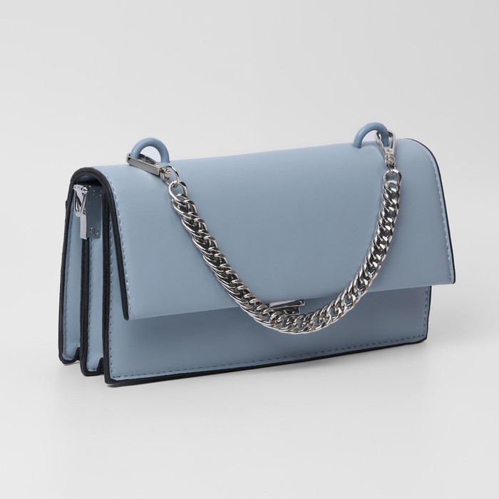 Цепочка для сумки, с карабинами, металлическая, плоская, плотное плетение, 15 × 10 мм, 30 см, цвет серебряный Цепочка для сумки, с карабинами, металлическая, плоская, плотное плетение, 15 × 10 мм, 30 см, цвет серебряный