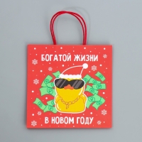 Пакет подарочный новогодний крафтовый &laquo;Что-то на богатом&raquo;, 22 х 22 х 11 см