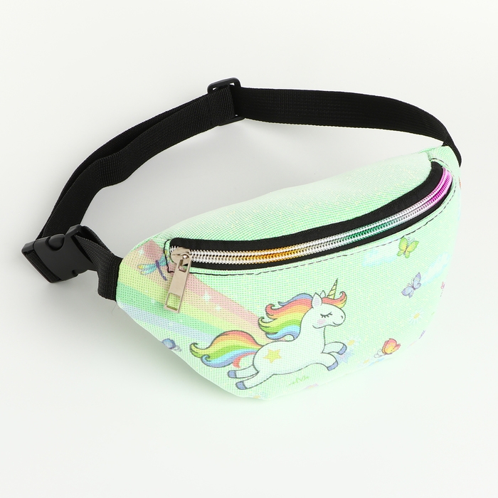 Сумка поясная детская на молнии &laquo;Выбражулька&raquo;, цвет зелёный