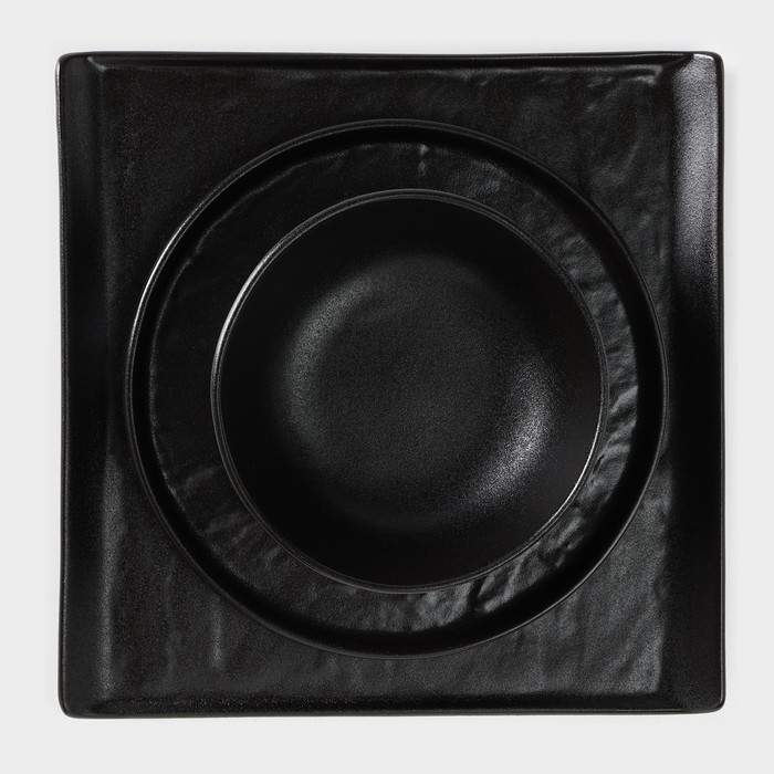 Блюдо фарфоровое для подачи Magistro Pietra lunare, 27,5&times;27,5 см, цвет чёрный