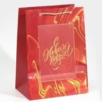 Пакет подарочный новогодний ламинированный &laquo;Рубин&raquo;, 21 х 30 х 15 см, Новый год