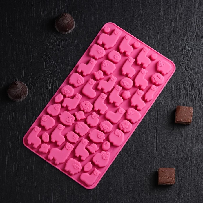 Форма для мармелада Доляна &laquo;Ферма&raquo;, силикон, 23&times;12,5&times;1 см, 53 ячейки, цвет МИКС