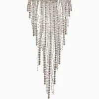 Брошь "Сердце" водопад сраз, цвет белый в серебре