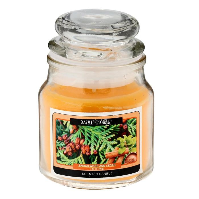 Свеча в банке "Сандал и кедр" 100 гр (вес брутто 247 г) 6х9х9 см