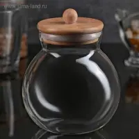 Банка стеклянная для сыпучих продуктов с бамбуковой крышкой &laquo;Бамбук&raquo;, 950 мл, 13&times;15 см
