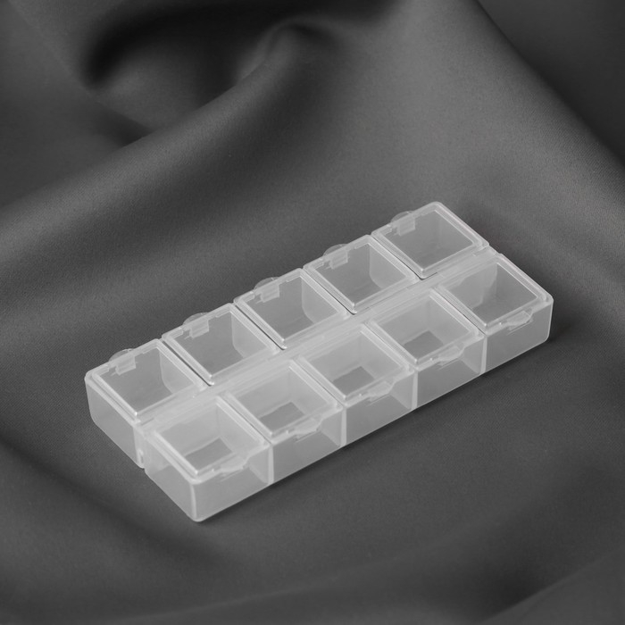 Органайзер для декора, 10 отделений, 13,5 &times; 6,5 &times; 2 см, цвет прозрачный