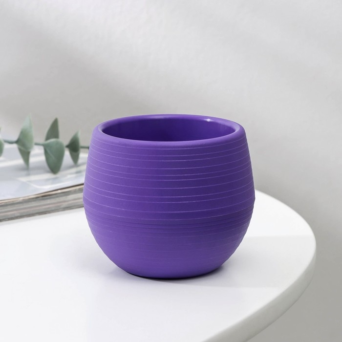 Горшок для цветов с поддоном &laquo;Япония&raquo;, 125 мл, d=8 см, h=6,5 см, цвет фиолетовый