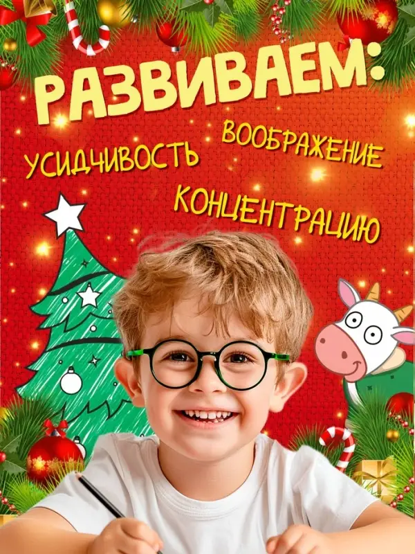 Новогодний набор раскрасок, 4 шт., Синий трактор