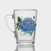 Кружка стеклянная &laquo;Гортензия&raquo;, 300 мл