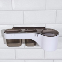 Органайзер для хранения, навесной, 3 секции, с клеевой основой, 28,7 &times; 10,5 &times; 8,5 см, цвет коричневый/белый