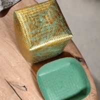 Корзинка плетеная "Голден" 25х25х30 см, голубой