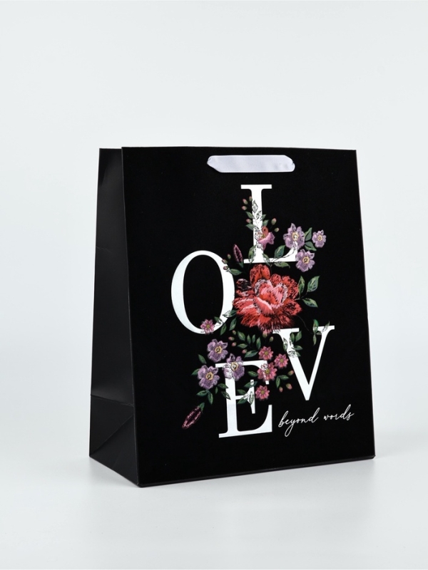 Пакет ламинированный бархатный &laquo;Любовь&raquo;, 25,4 &times; 12,7 &times; 30,5 см