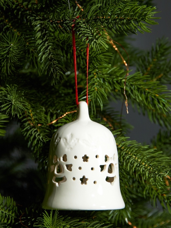 Елочный шар "Колокольчик" 10.5х8.3х8.3, 1 LED, LR44x3(в компл.), Т/БЕЛЫЙ