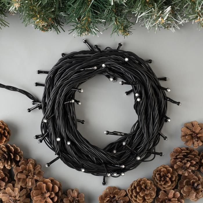 Гирлянда &laquo;Нить&raquo; 10 м, IP44, УМС, тёмная нить, 72 SMD-LED, свечение синее, 220 В