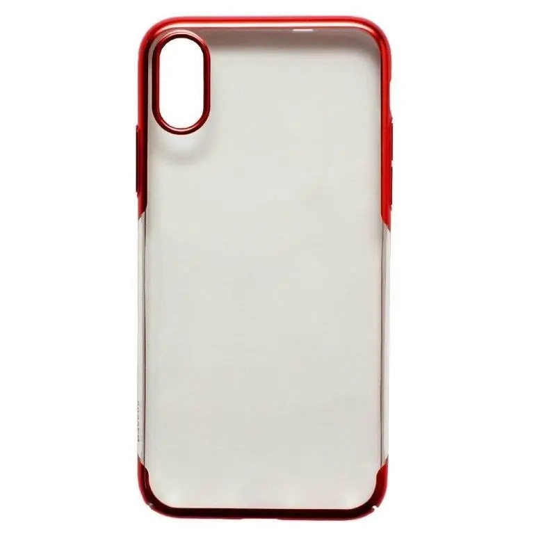 Чехол Iph XS Baseus Glitter Case с рамкой красный