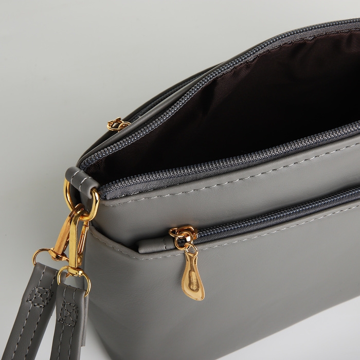 Сумка женская кросс-боди на молнии, цвет серый