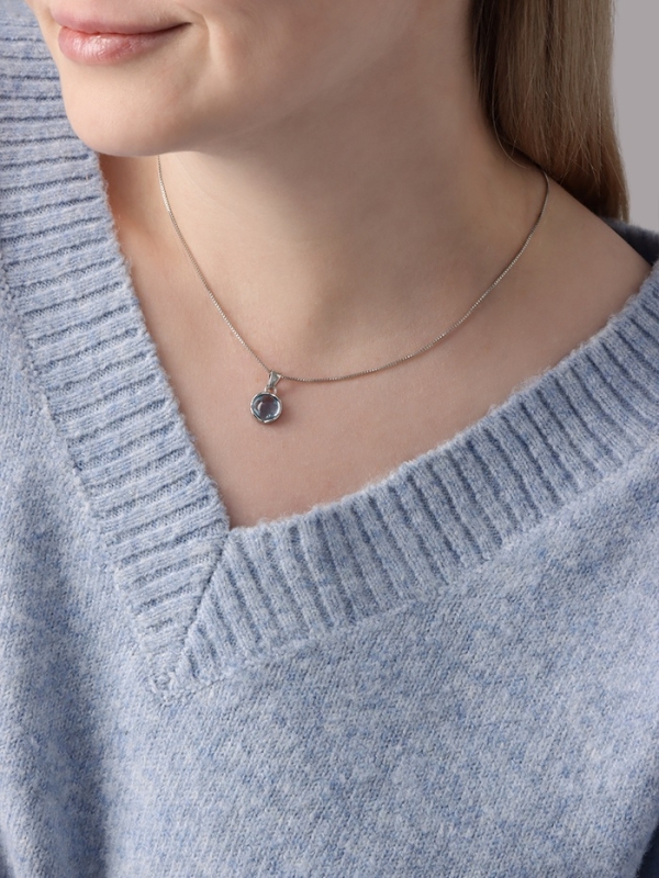 Кулон &laquo;Нежность&raquo; на цепочке, цвет голубой в серебре, 45 см