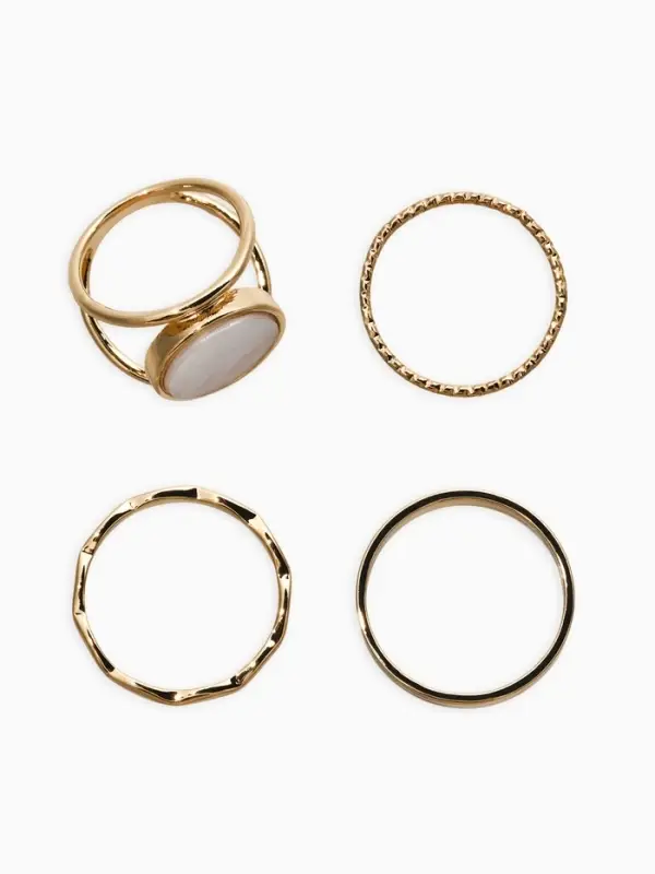 Набор колец 3 шт "Новый стиль" линии, размер МИКС, цвет белый в золоте