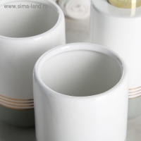 Набор аксессуаров для ванной комнаты &laquo;Лили&raquo;, 4 предмета (дозатор 300 мл, мыльница, 2 стакана), цвет бело-серый