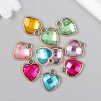 Пластиковый элемент, декоративная подвеска под металл &laquo;Арт Узор. Сердце. Страза&raquo;, 1.6&times;2 см, МИКС