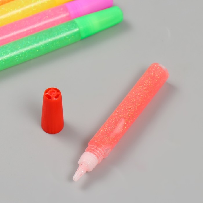 Глиттер клеевой набор 6 шт "Неоновый блеск" 12 грамм 10,5х8х1,2 см