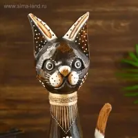 Сувенир дерево "Кошка коричневая с узором" 7х17х50 см