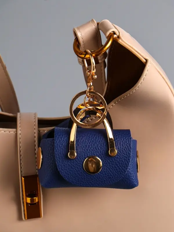 Брелок кожзам с карабином, с кистью "Саквояж" синий 7,5х4х7 см