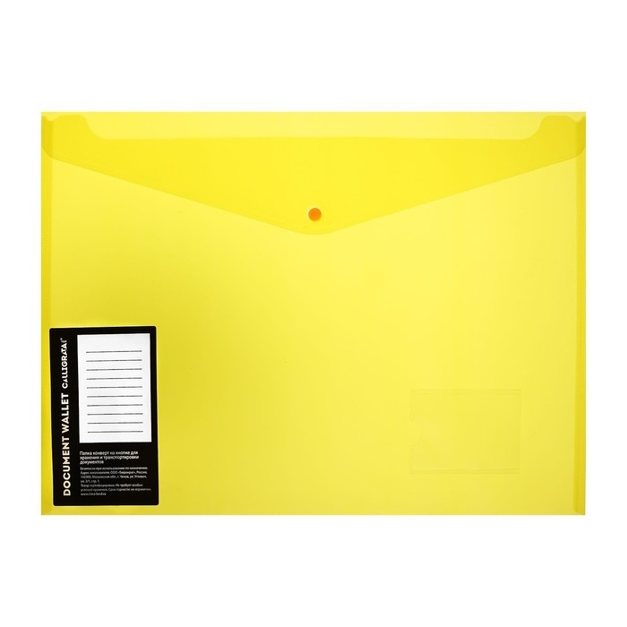 Папка-конверт на кнопке А3, 180 мкм, Calligrata, с карманом под визитку, МИКС