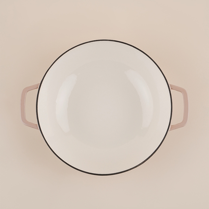 Сковорода-Вок чугунная с эмалированным покрытием SL Home, d=31 см, h=8,5 см, индукция, цвет бежевый