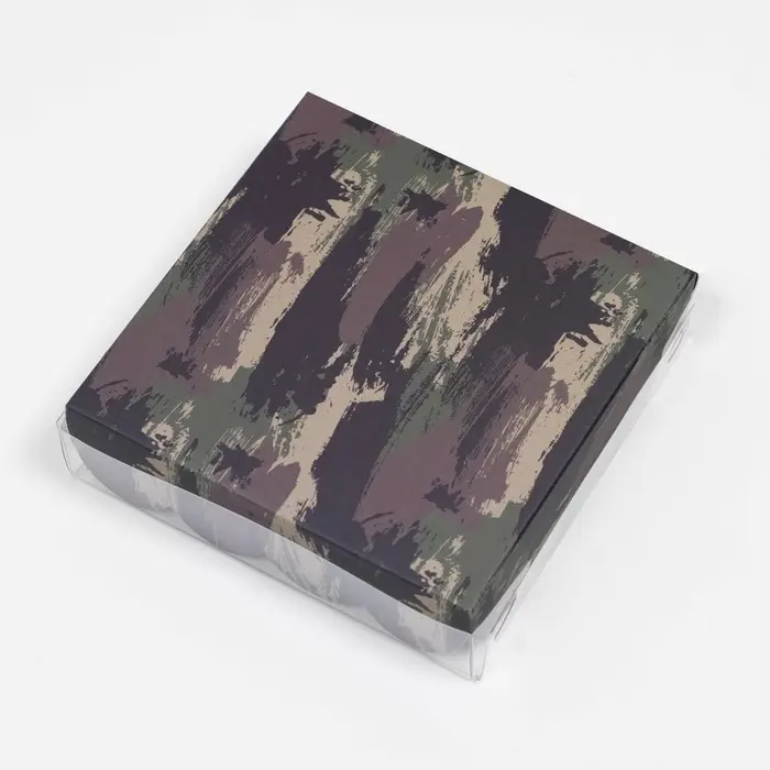 Коробка для печенья, &laquo;Зеленый камуфляж&raquo;, 12&times;12&times;3 см